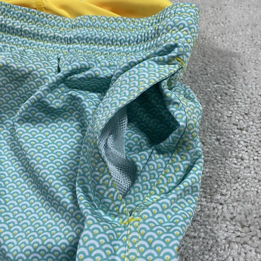 Capelle Swim Shorts Mens 3XL Blue Green Pattern Drawstring Trunks Board Short